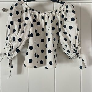 CeCe Black Polka Dot Off-Shoulder Blouse